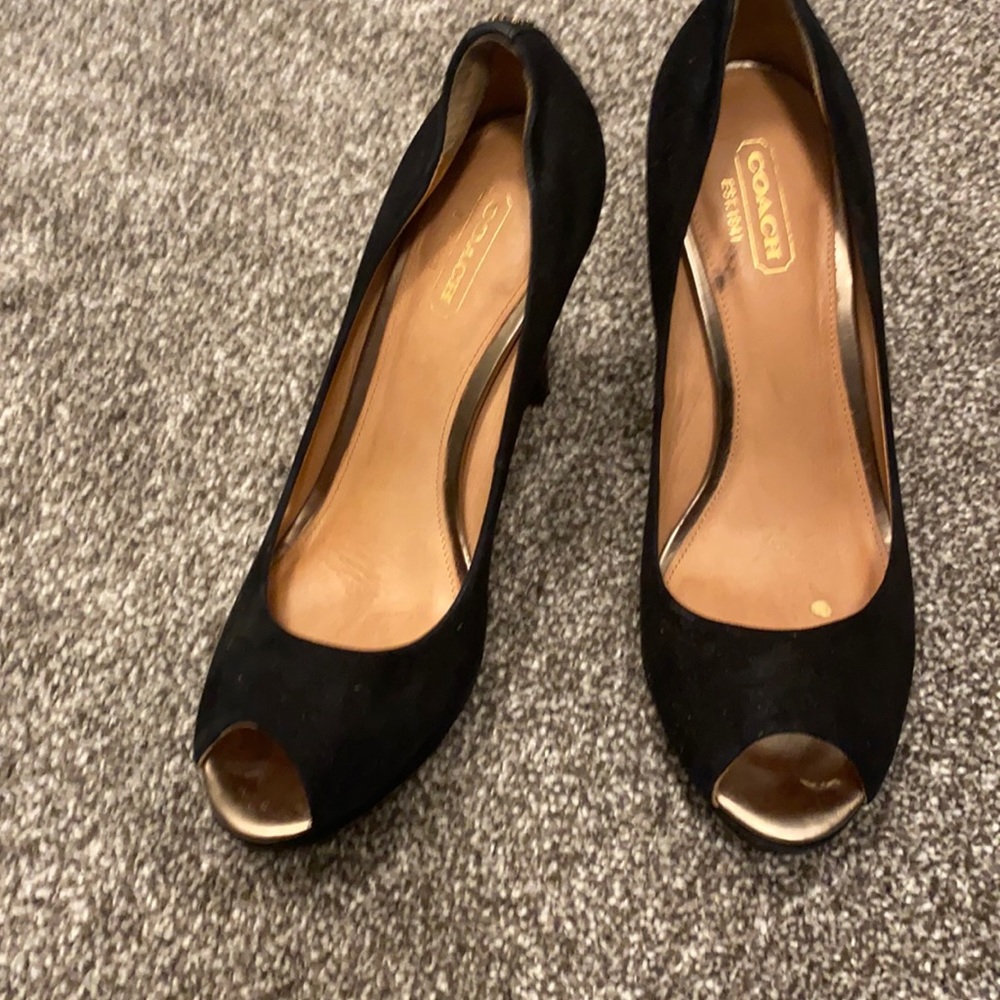 Coach Suede Heels with Round Toe and Platform heel